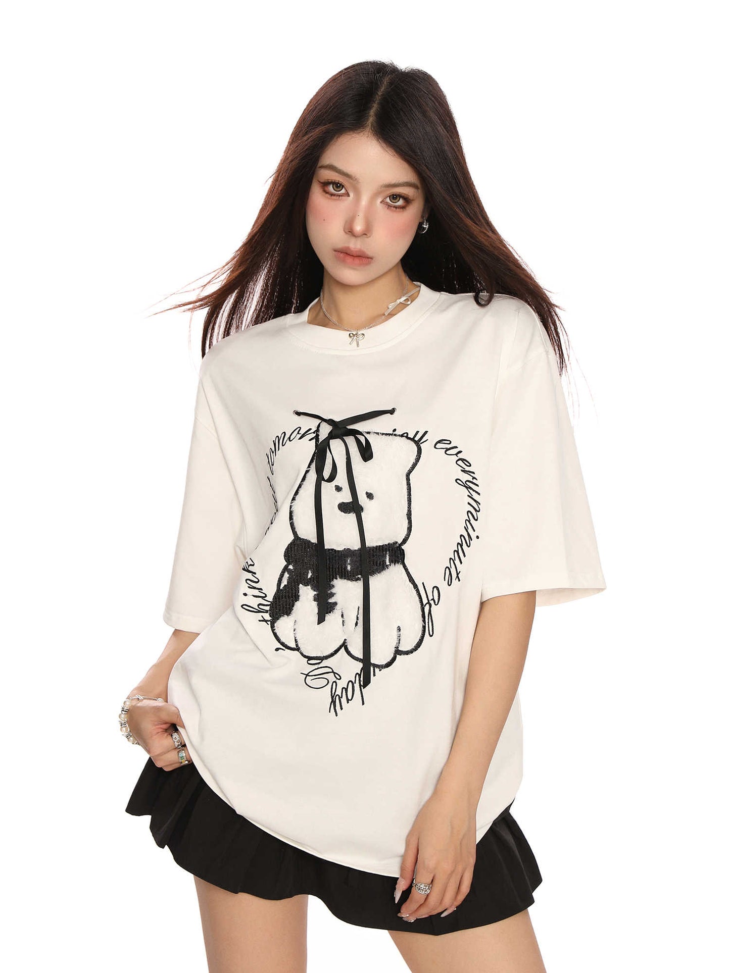 Puppy Towel Embroidery Short-sleeved T-shirt