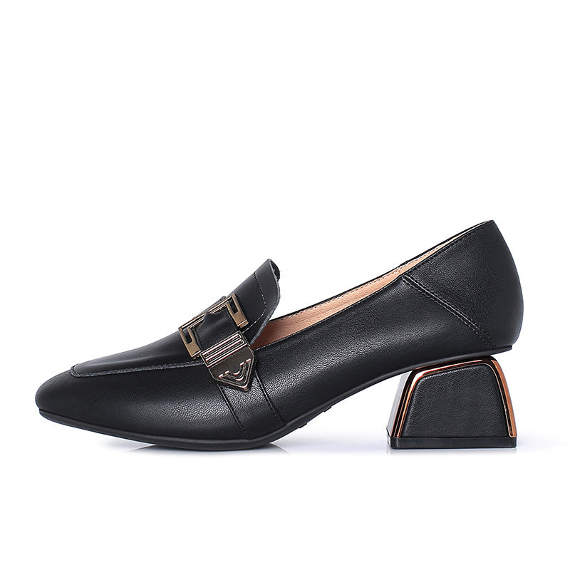 Women's Square Toe High Heels Thick Heel Single Shoes