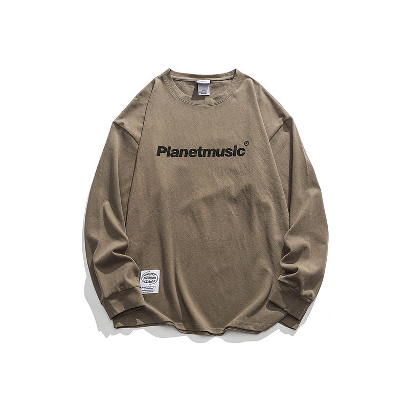 Men's Solid Color Letter Print Long Sleeve