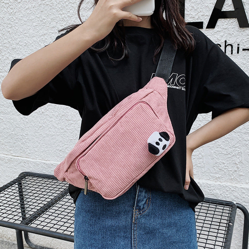 New Style Velvet Personality One Shoulder Cross Body Waist Bag Fashion