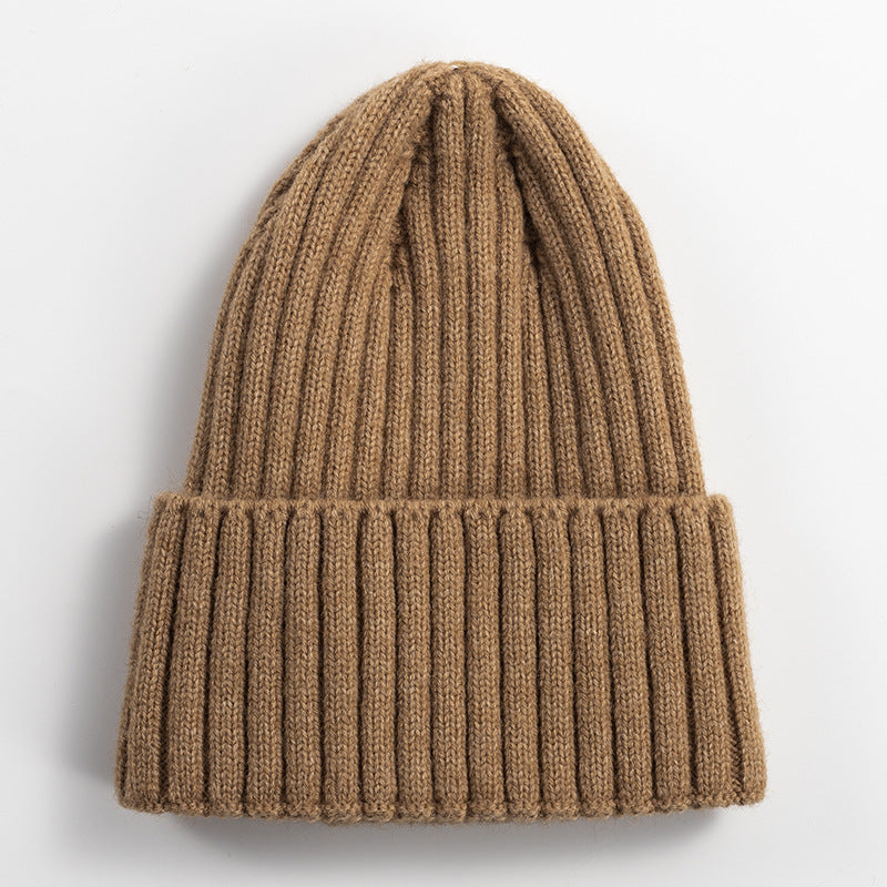 Knitted Hat Women's Korean-style Versatile Solid Color Woolen Hat Women's Outdoor Thickened Warm Beanie Hat