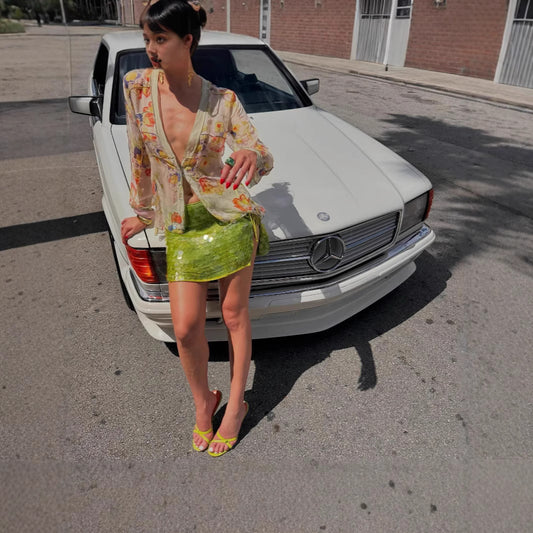 Women's Solid Color Irregular Size Sequin Miniskirt