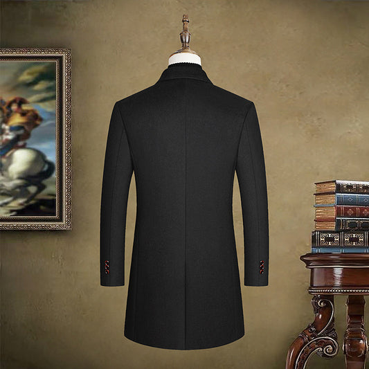 Men's Wool Mid-length Double-breasted Jacket