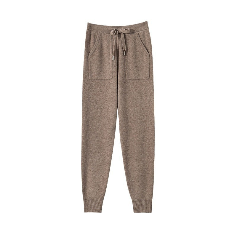 Autumn And Winter New Knit Pants For Women, Draped Casual High-waisted Trendy Slimming Floor-length