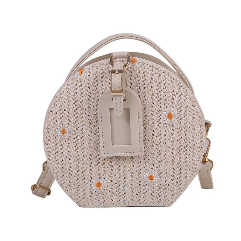Women's All Match Straw Lace Round Bag Shoulder Messenger