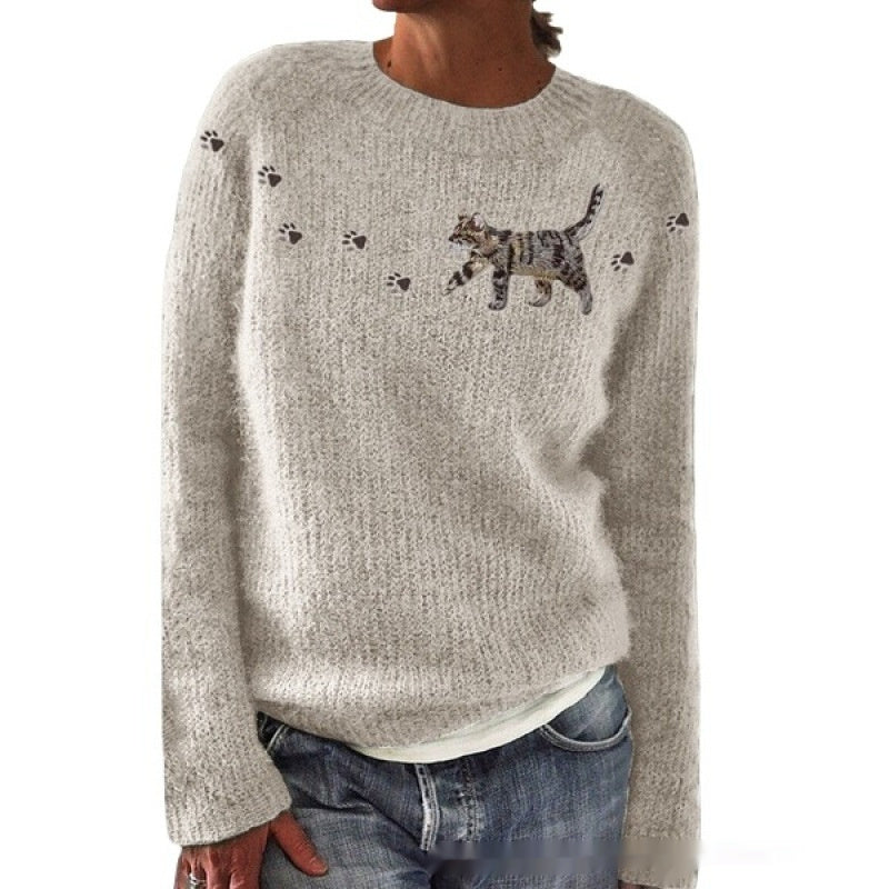 Dame Sweater Med Rund Hals Afslappet Pendler Sweater