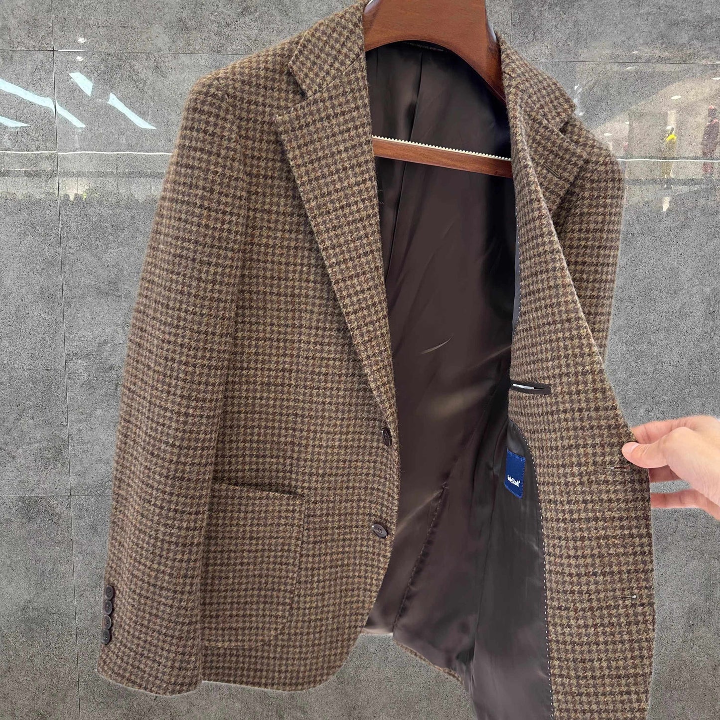 Men's Versatile Classic Plaid Wool Suit Jacket For Commuting