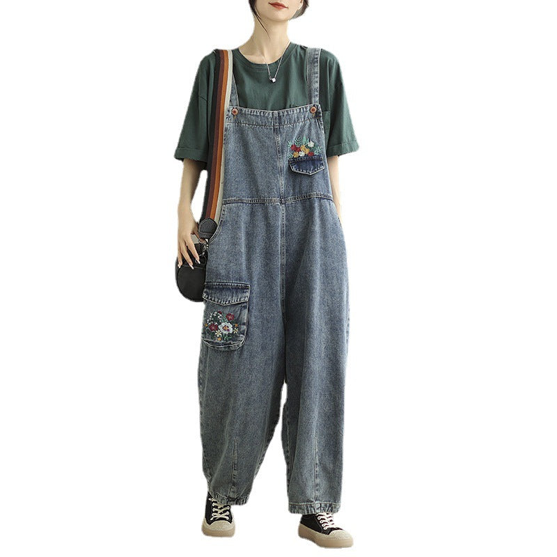 New Real Time Shooting Of Denim Embroidered Strap Pants For Women