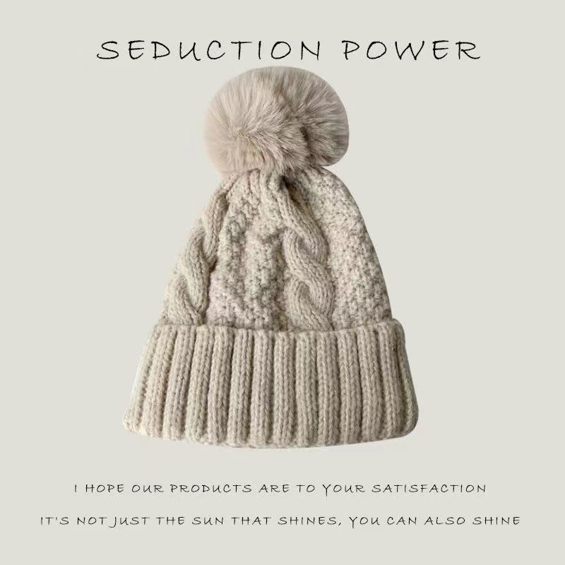 Winter New Knitted Hat All-matching Woolen Hat Solid Color Knitted Hat