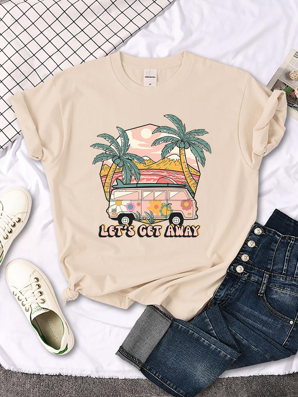 Let's Get Away Vacation Pattern Female T-shirts