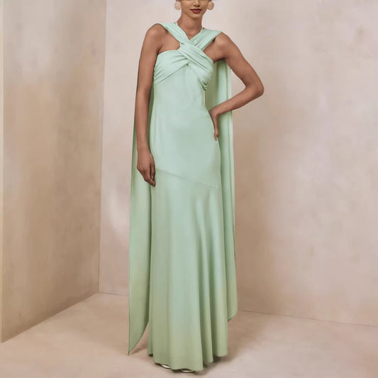 Fashionable And Elegant Wrap-style Maxi Dress Adorned With Ribbon Details