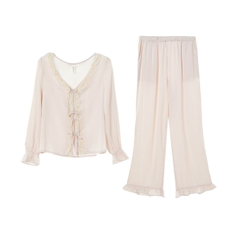 Womens SpringSummer New Royal-Style Short-Sleeve Two-Piece Loungewear Set