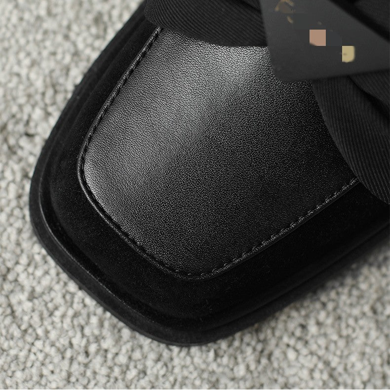 Design Feel Of Square Toe Thick Heels Women's Shoes