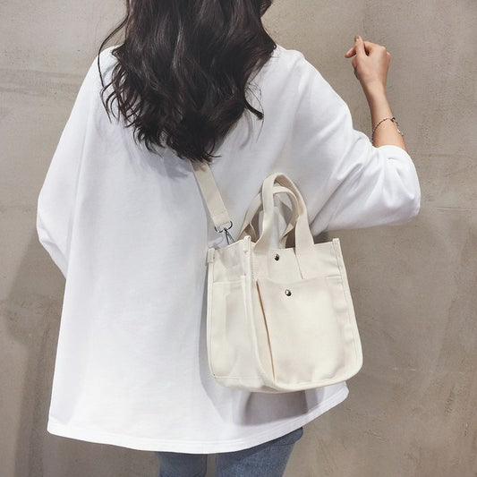 Canvas Crossbody Bag With Large Capacity