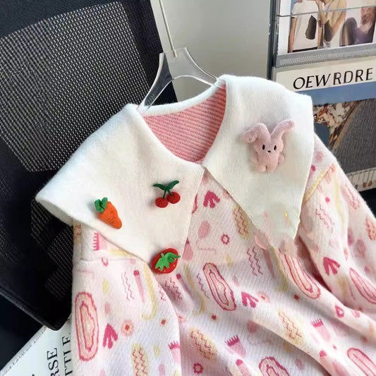 Three-dimensional Design Doll Collar Sweet Sweater Women