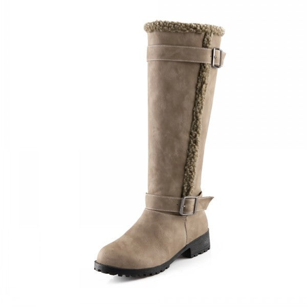Women's Low Heel Belt Buckle Boots