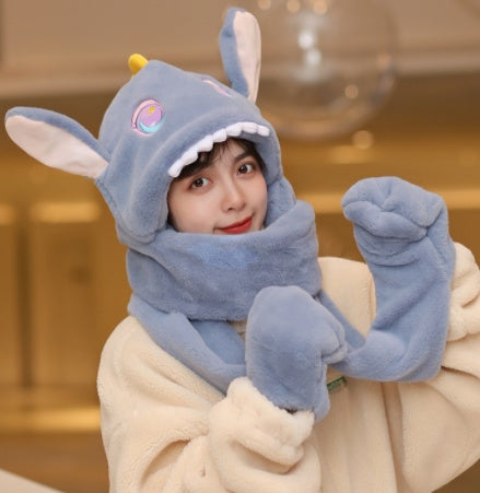 Winter Hat And Scarf Integrated Plush Insulation