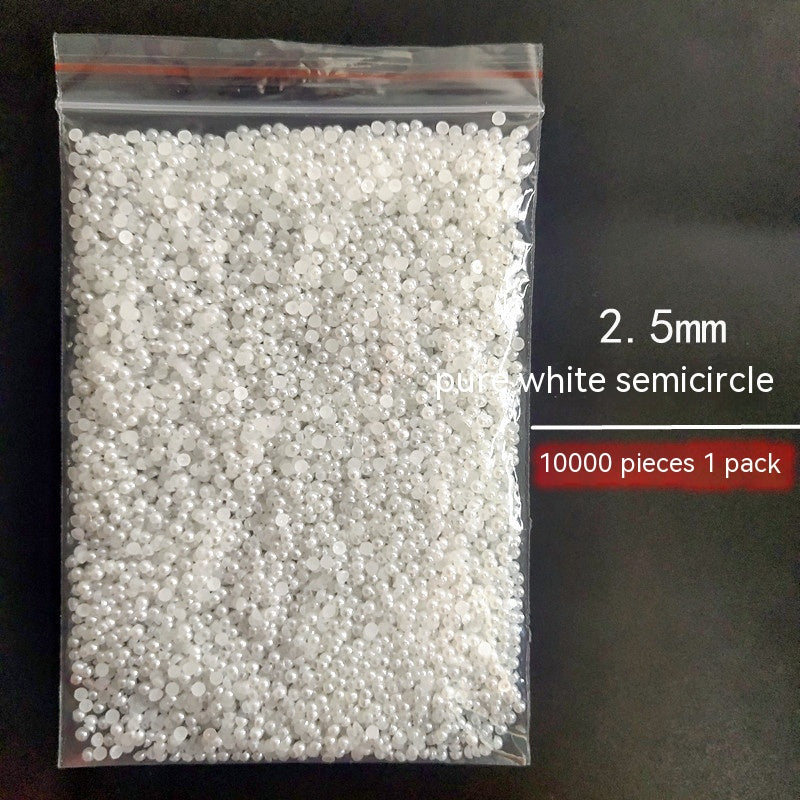 Manicure Flat Semicircle Pure White Rice White Pearl