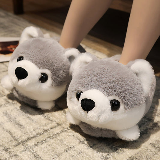 Large Head Plush Warm Cotton Slippers Indoor Non-slip