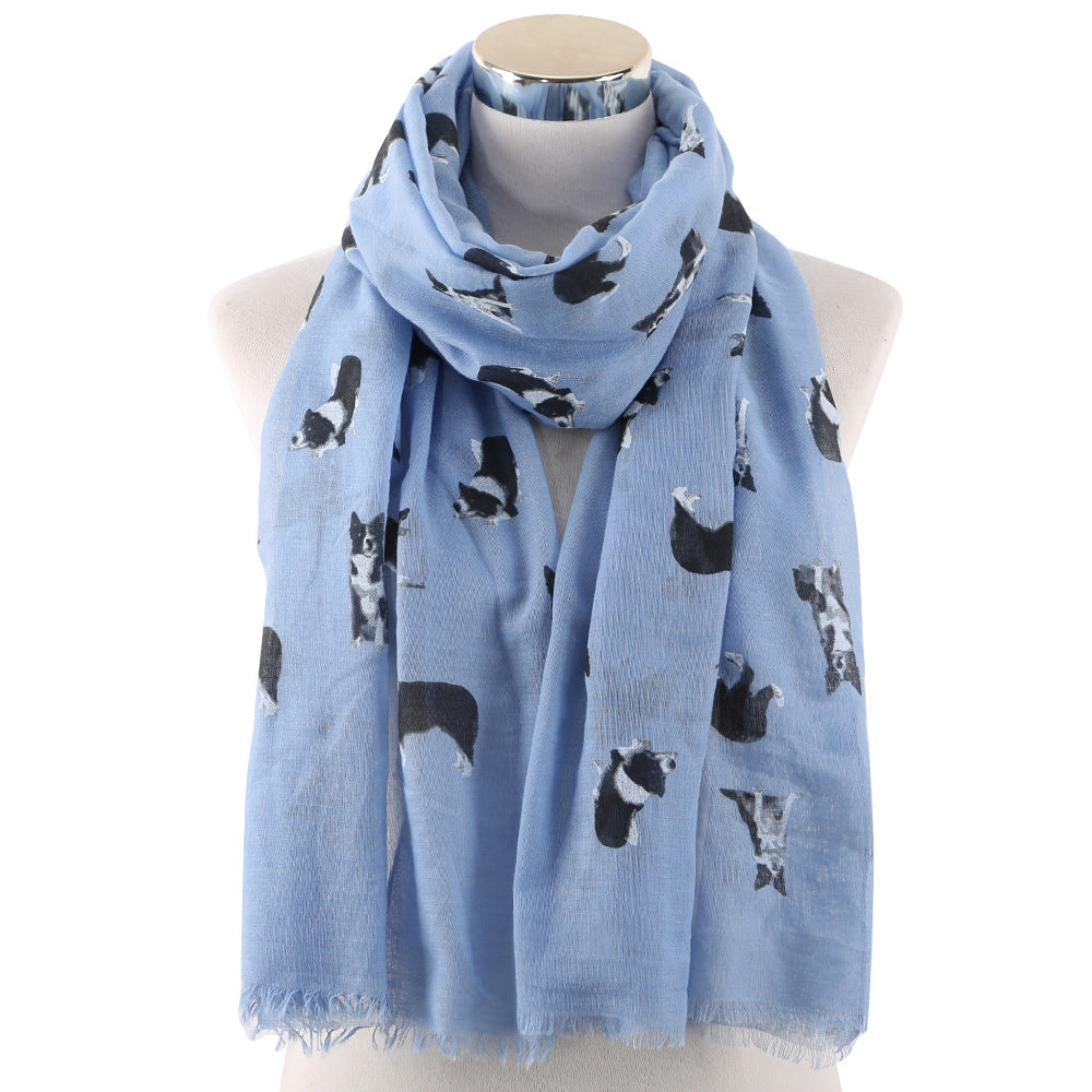 Cute Dog Printed Scarf Women's Outdoor Sun Protection Scarf