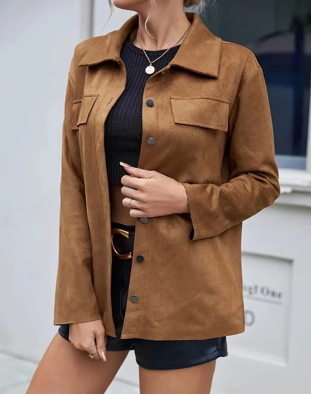All-match Leather Cardigan Slim-fit Jacket Women