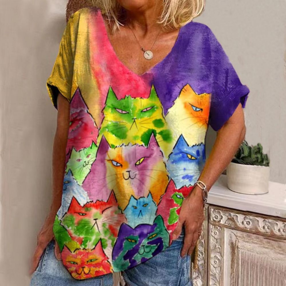 Trendy Kitten 3D Women's Printed Wear T-shirt Short Sleeve