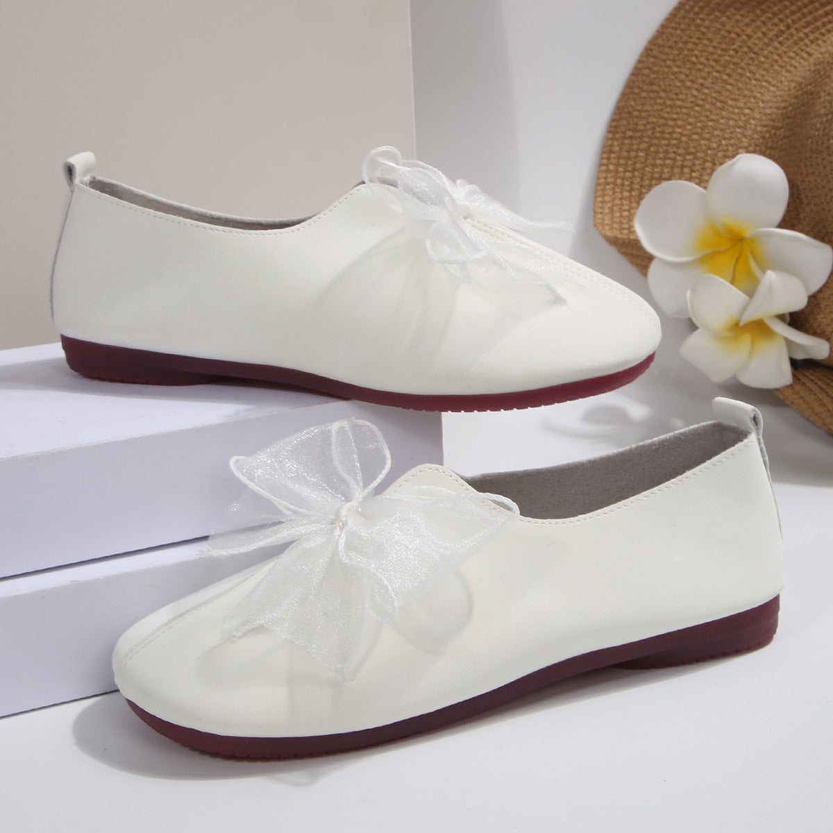 New Outdoor Round Head Soft Bottom Bowknot Decorative Mary Jane Shoes