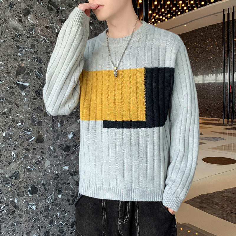 Strikket Sweater Herre Trendy Mærke Løs Varm Sweater