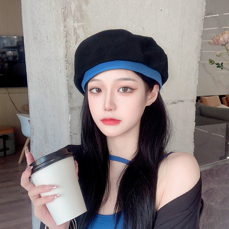 Color-block Temperament Beret Hat