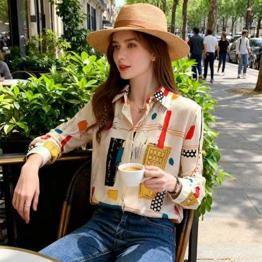 Casual And Versatile Fashionable Women's Long-sleeve Button-up Shirt