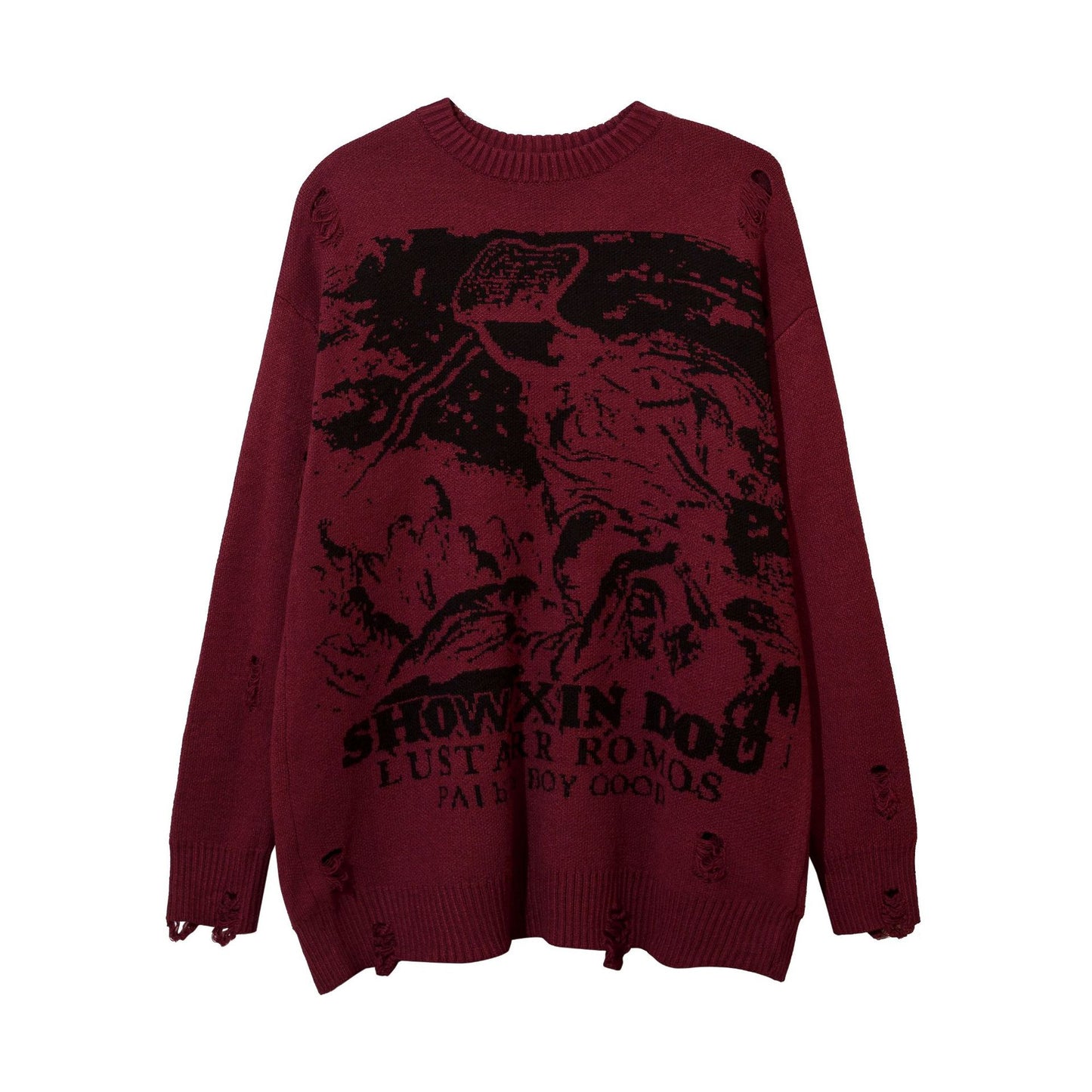 Lazy Style Interesting Design Sense Street Hip Hop Hiphop Couple Ripped Sweater