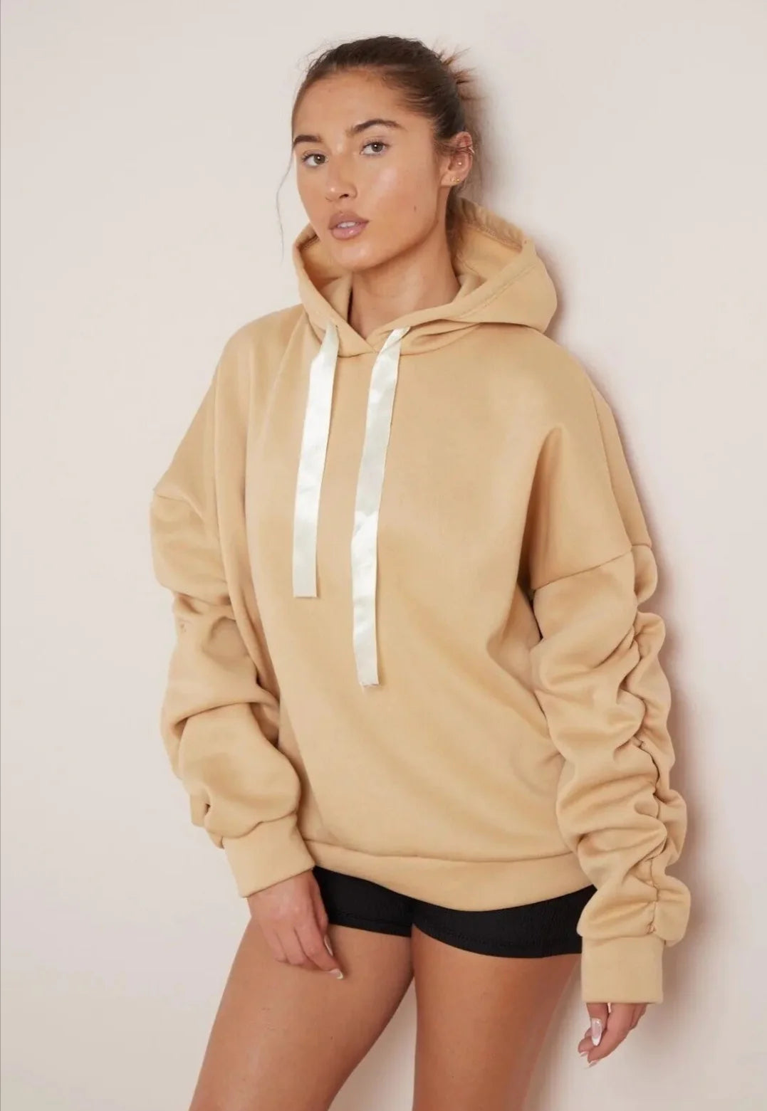 Dame Sweatshirt Med Lanternærmer Løs Hætte