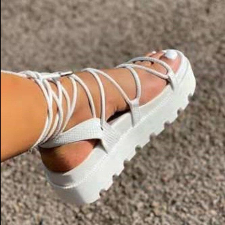 Large Size Sponge Cake Sole Strapped Roman Sandals