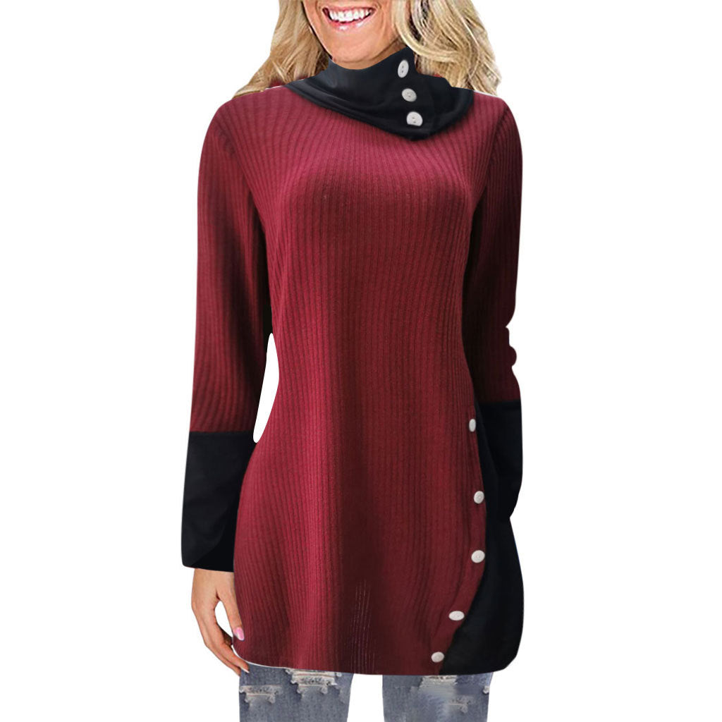 European And American Women's Top New Long Sleeve Irregular Dress