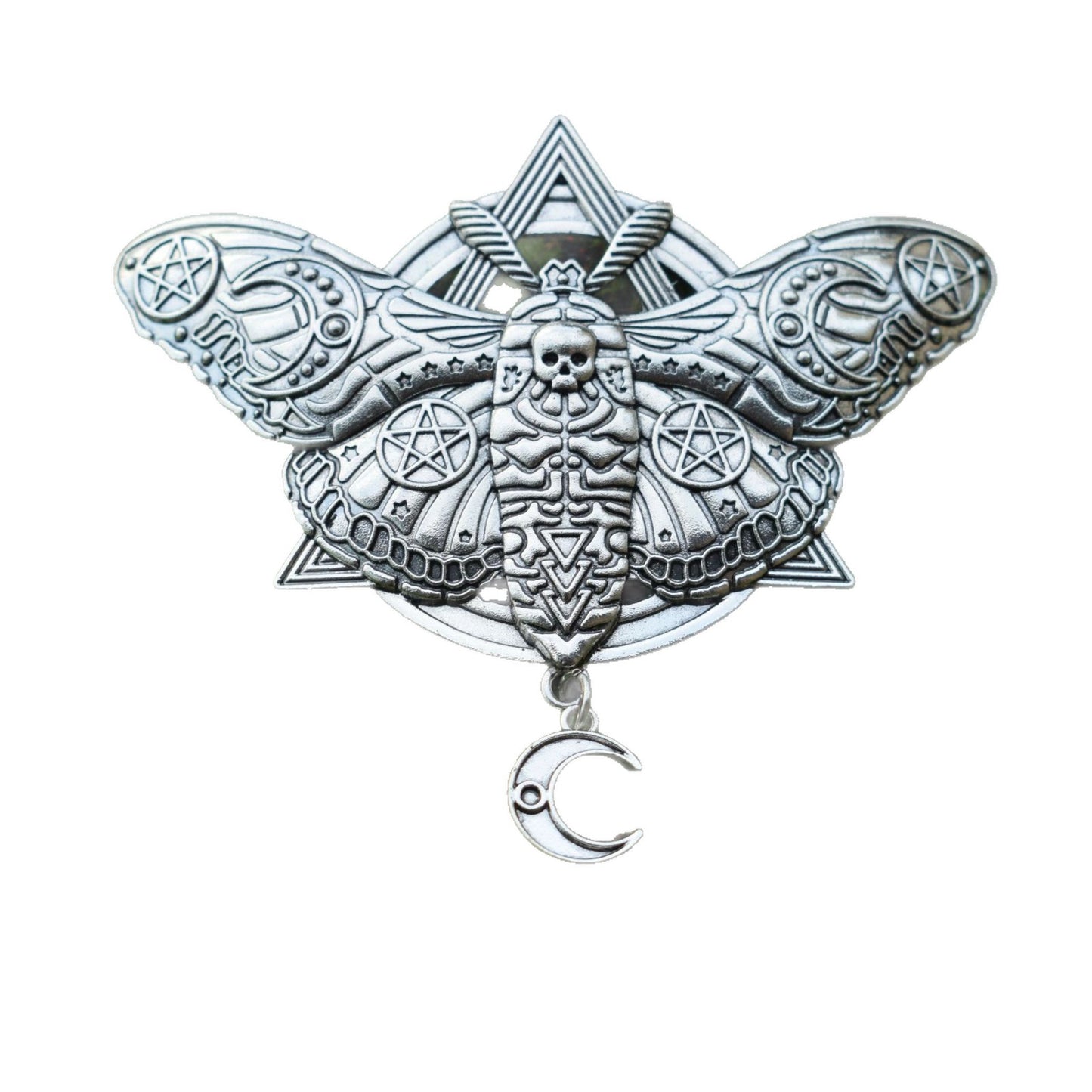 Retro Gothic Moth And Moon Pendant Hairpin