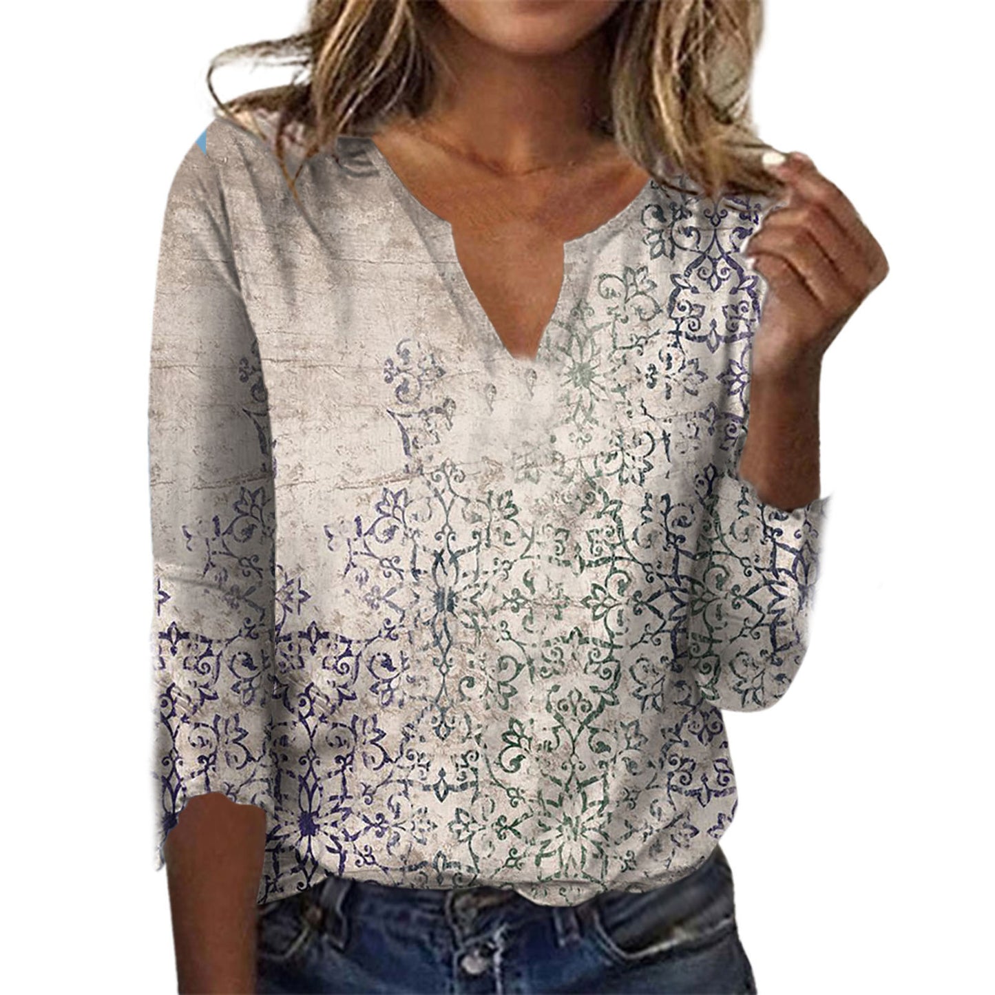 Summer Women's Fashion Gradient Printing Loose T-shit