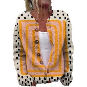 New Geometric 3D Digital Printing Cardigan Sweater