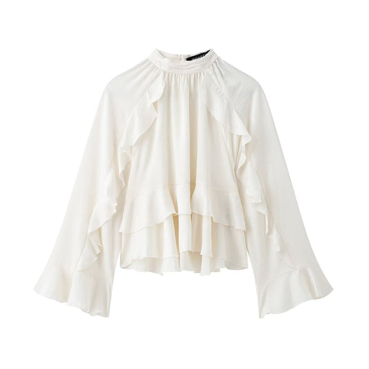 New Women's Classic Fashion Laminated Decoration Shirt