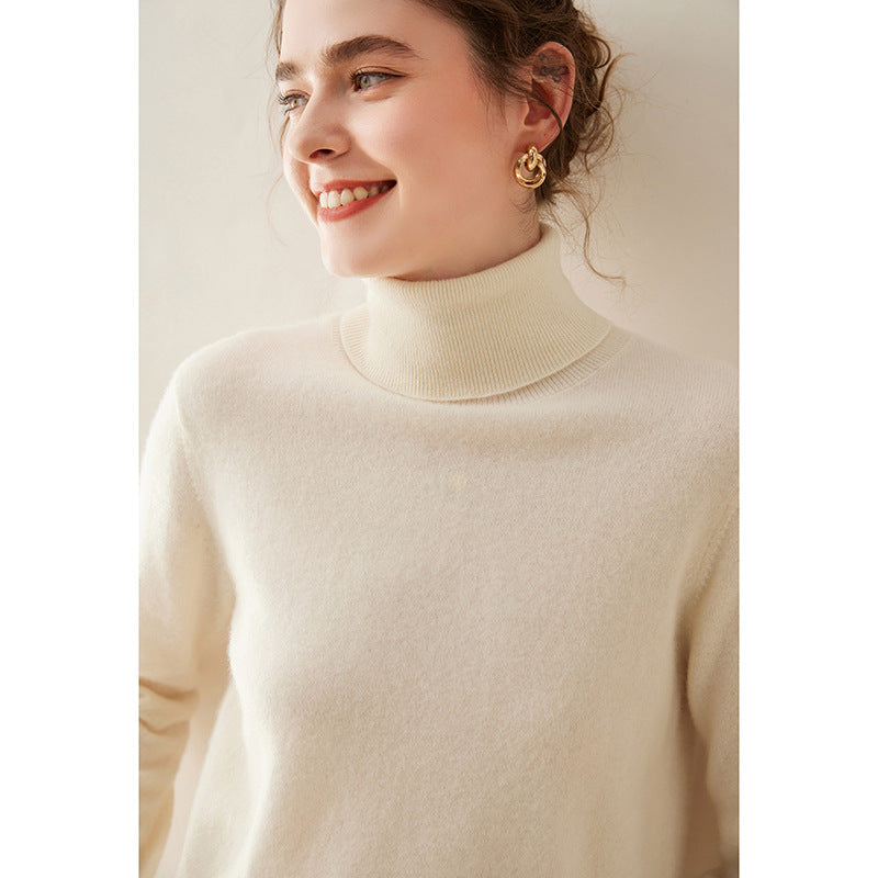 Women's Solid Color Pullover Cashmere Turtleneck Knitting Bottoming Shirt