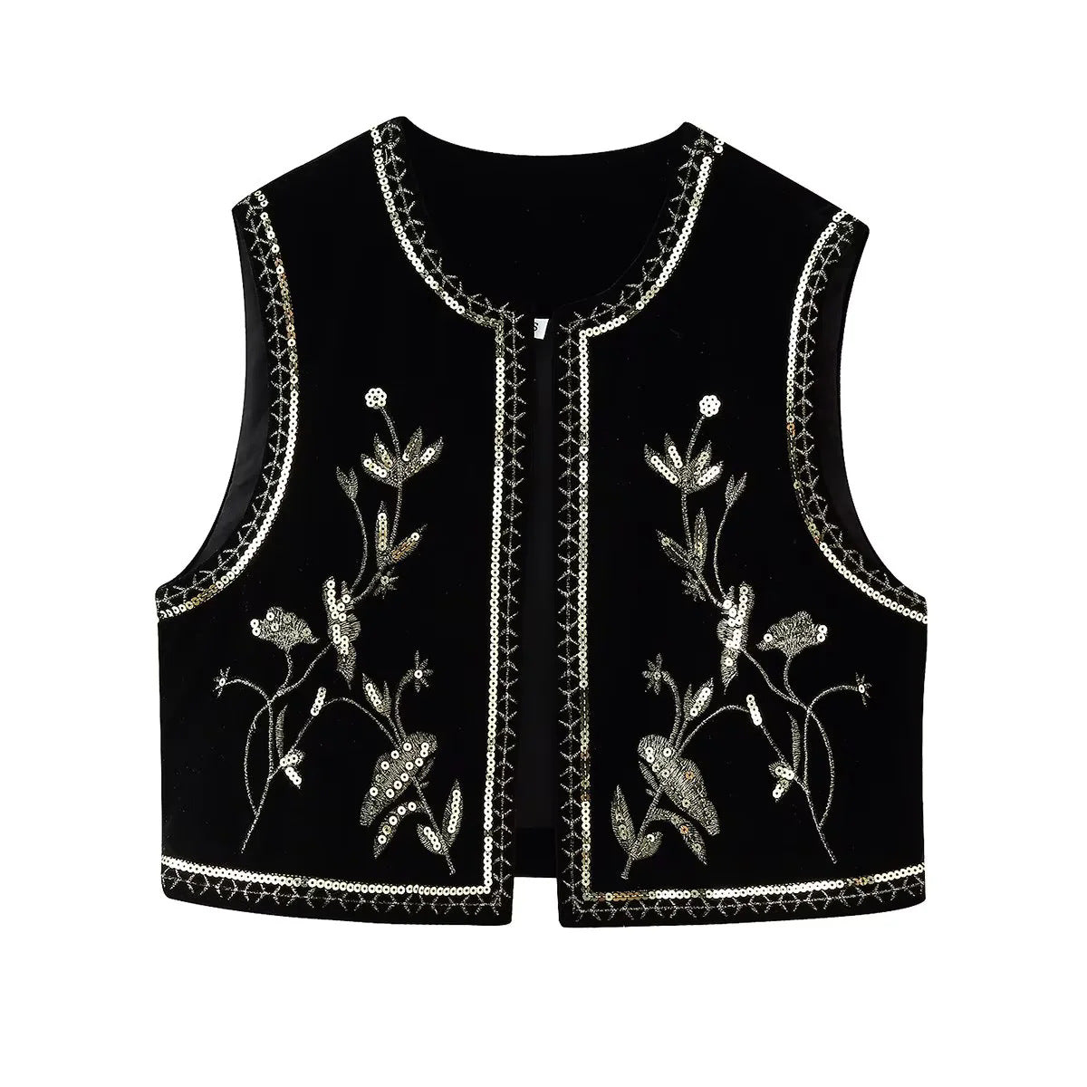 Velvet Beads Decoration Embroidered Women's Coat