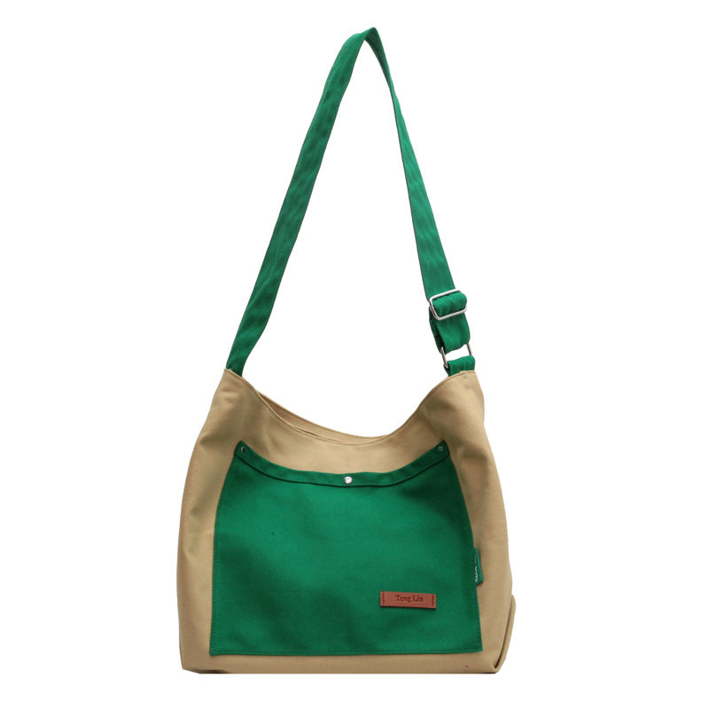 Spliced Leisure Cloth Bag Students Slung In Class