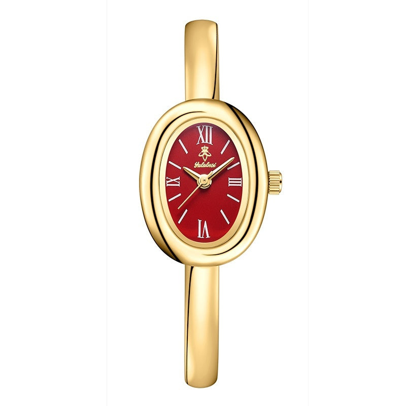Dame multifunktionelt ovalt retro quartz-ur
