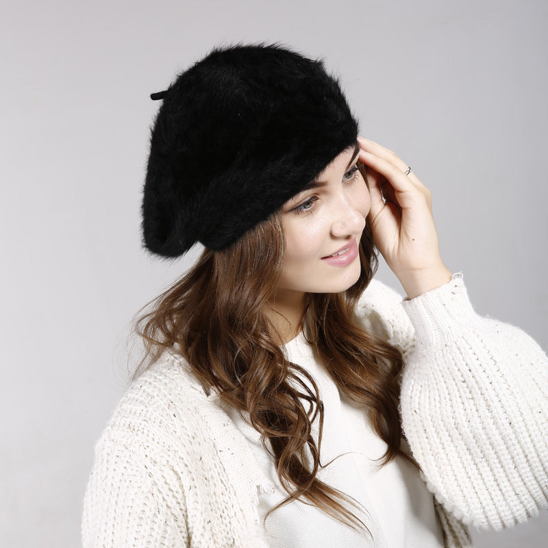 Women's Solid Color Wool Bud Sweater Painter Hat