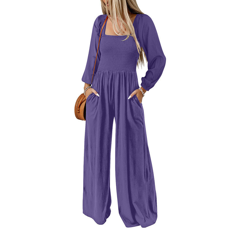 New Solid Color Wide Leg Trousers Women's European And American Thin Simple