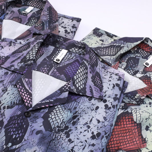 Casual Hawaiian Cardigan Full Printed Snakeskin Pattern Long Sleeve Printed Shirt