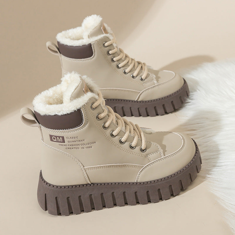 Velvet Cotton Shoes Women's Shoes British Style Martin Female Boots Booties