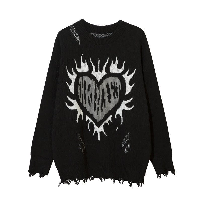 Heart Round Neck Sweater For Men
