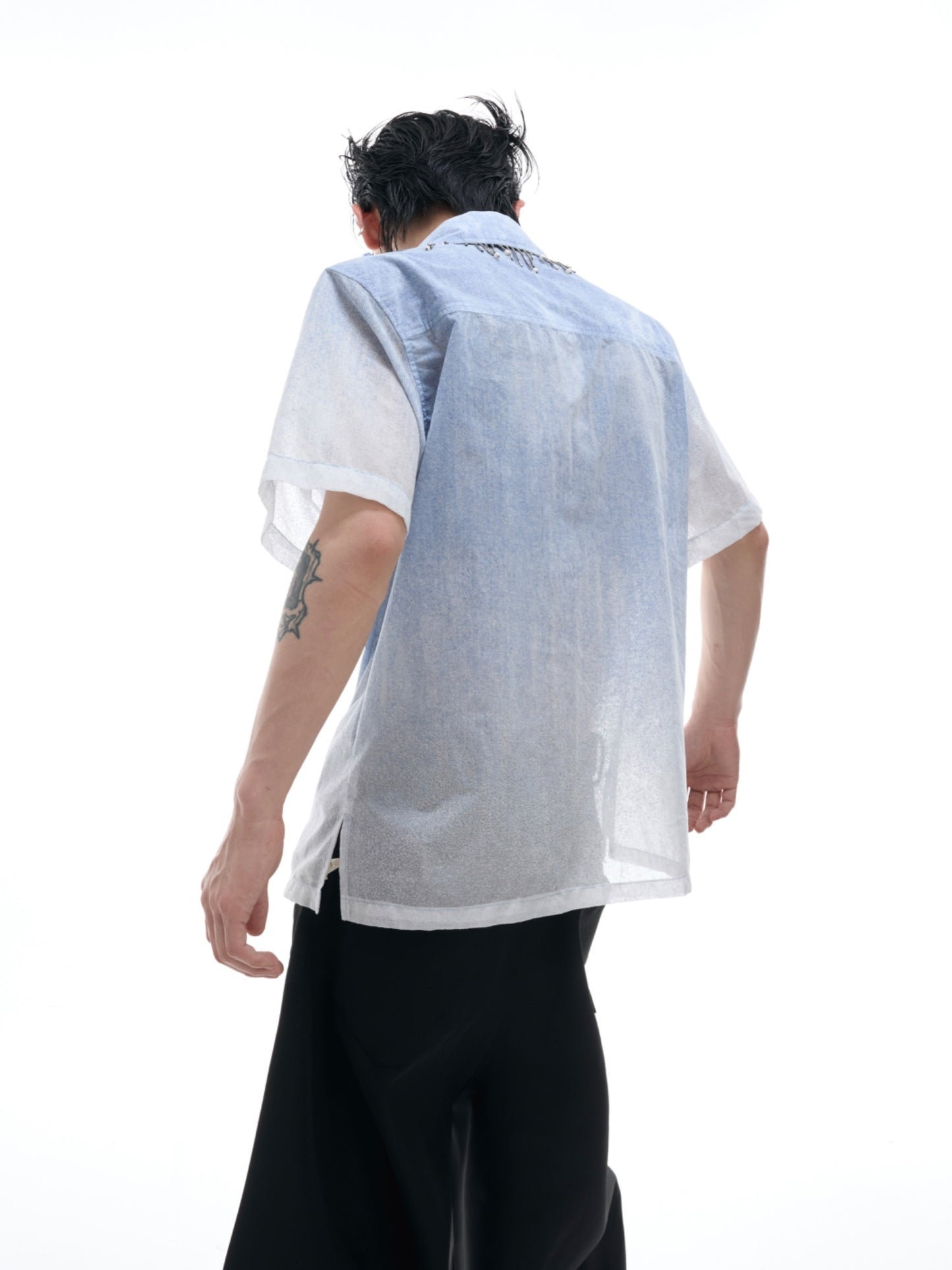 Blue And White Gradient Short Shirt