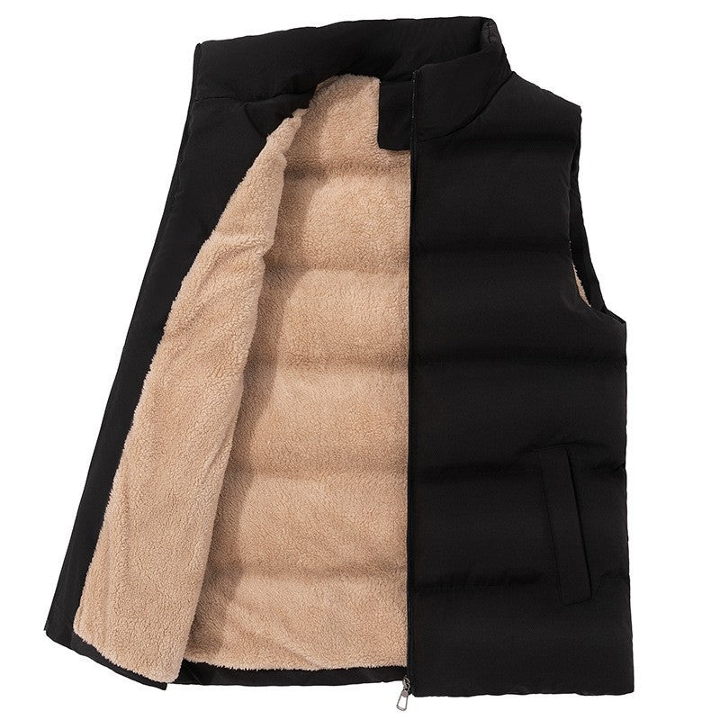 Winter Fleece Lined Coat Men's Outdoor Keep Warm Vest Jacket
