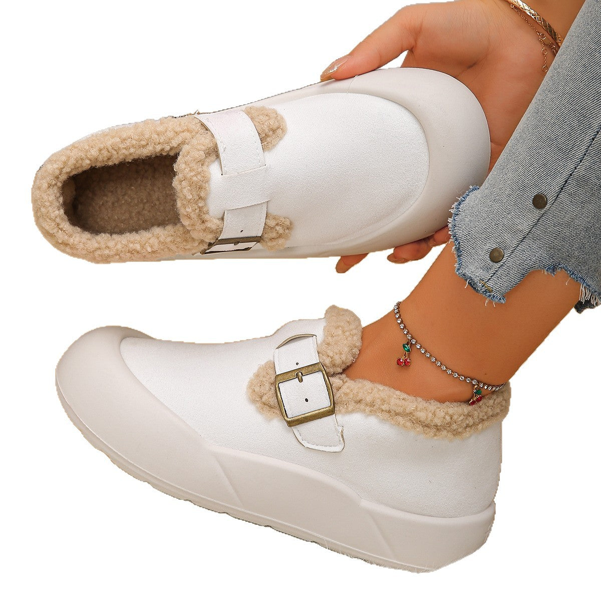 Winter Fleece-lined Non-slip Thickening Thermal Cotton Shoes